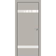 Дверь межкомнатная "Concept-704" Шелл грей, вставка Лакобель белый, кромка-чёрная матовая