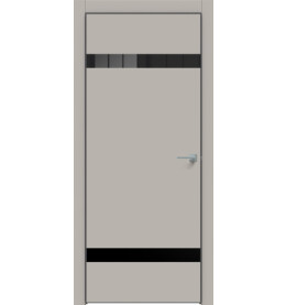 Дверь межкомнатная Concept-704 ПВХ, Шелл грей, глухая, кромка алюминиевая черная матовая, каркасно-щитовая
