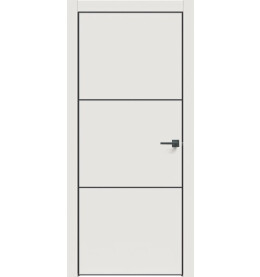 Дверь межкомнатная Concept-705 ПВХ, Белоснежно матовый, глухая, кромка алюминиевая черная матовая, каркасно-щитовая