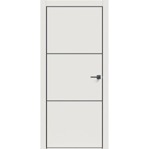 Дверь межкомнатная Concept-705 ПВХ Белоснежно матовый, молдинг, глухая, кромка алюминиевая черная матовая, каркасно-щитовая