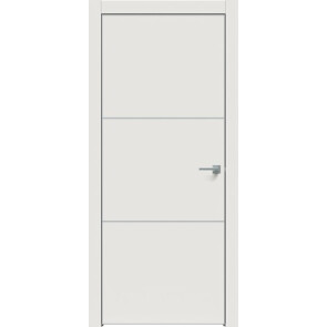 Дверь межкомнатная Concept-705 ПВХ Белоснежно матовый, молдинг, глухая, кромка алюминиевая матовый хром, каркасно-щитовая