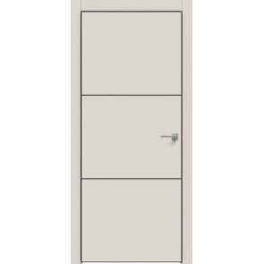 Дверь межкомнатная Concept-705 ПВХ Лайт грей, глухая, кромка алюминиевая черная матовая, каркасно-щитовая