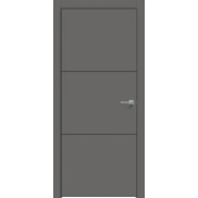 Дверь межкомнатная Concept-705 ПВХ Медиум грей, глухая, кромка алюминиевая черная матовая, каркасно-щитовая