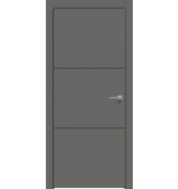 Дверь межкомнатная Concept-705 ПВХ, Медиум грей, глухая, кромка алюминиевая черная матовая, каркасно-щитовая