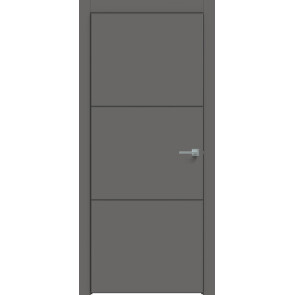 Дверь межкомнатная Concept-705 ПВХ Медиум грей, глухая, кромка алюминиевая черная матовая, каркасно-щитовая
