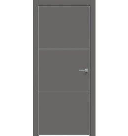 Дверь межкомнатная Concept-705 ПВХ, Медиум грей, глухая, кромка алюминиевая матовый хром, каркасно-щитовая