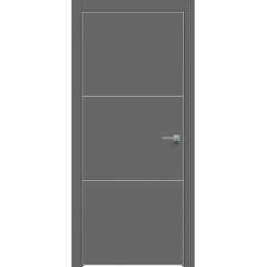 Дверь межкомнатная Concept-705 ПВХ Медиум грей, глухая, кромка алюминиевая матовый хром, каркасно-щитовая