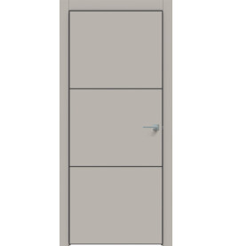 Дверь межкомнатная Concept-705 ПВХ, Шелл грей, глухая, кромка алюминиевая черная матовая, каркасно-щитовая