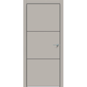 Дверь межкомнатная Concept-705 ПВХ Шелл грей, глухая, кромка алюминиевая черная матовая, каркасно-щитовая