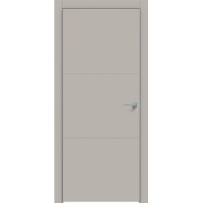Дверь межкомнатная Concept-705 ПВХ Шелл грей, глухая, кромка алюминиевая матовый хром, каркасно-щитовая