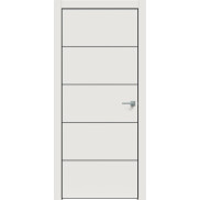Дверь межкомнатная Concept-706 ПВХ Белоснежно матовый, глухая, кромка алюминиевая черная матовая, каркасно-щитовая