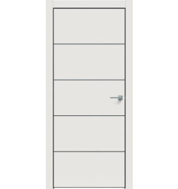 Дверь межкомнатная Concept-706 ПВХ, Белоснежно матовый, глухая, кромка алюминиевая черная матовая, каркасно-щитовая