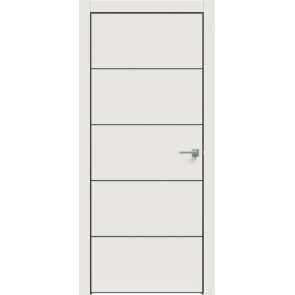Дверь межкомнатная Concept-706 ПВХ Белоснежно матовый, глухая, кромка алюминиевая черная матовая, каркасно-щитовая