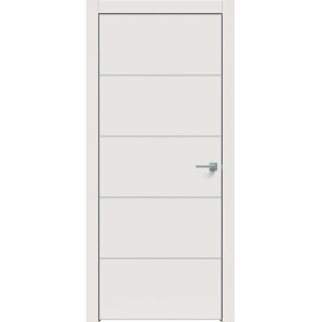 Дверь межкомнатная Concept-706 ПВХ Белоснежно матовый, глухая, кромка алюминиевая матовый хром, каркасно-щитовая