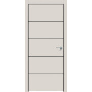 Дверь межкомнатная Concept-706 ПВХ Лайт грей, глухая, кромка алюминиевая черная матовая, каркасно-щитовая