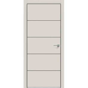 Дверь межкомнатная Concept-706 ПВХ Лайт грей, глухая, кромка алюминиевая черная матовая, каркасно-щитовая