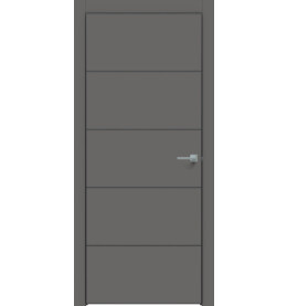 Дверь межкомнатная Concept-706 ПВХ, Медиум грей, глухая, кромка алюминиевая черная матовая, каркасно-щитовая