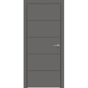 Дверь межкомнатная Concept-706 ПВХ Медиум грей, глухая, кромка алюминиевая черная матовая, каркасно-щитовая