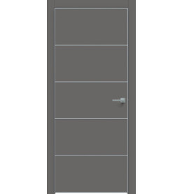 Дверь межкомнатная Concept-706 ПВХ, Медиум грей, глухая, кромка алюминиевая матовый хром, каркасно-щитовая