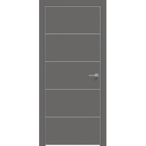 Дверь межкомнатная Concept-706 ПВХ Медиум грей, глухая, кромка алюминиевая матовый хром, каркасно-щитовая