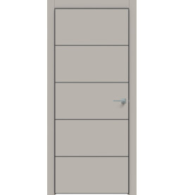 Дверь межкомнатная Concept-706 ПВХ, Шелл грей, глухая, кромка алюминиевая черная матовая, каркасно-щитовая