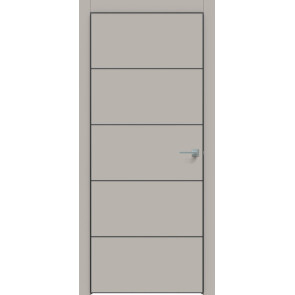 Дверь межкомнатная Concept-706 ПВХ Шелл грей, глухая, кромка алюминиевая черная матовая, каркасно-щитовая