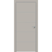 Дверь межкомнатная Concept-706 ПВХ Шелл грей, глухая, кромка алюминиевая матовый хром, каркасно-щитовая