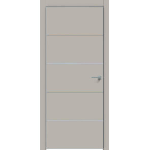 Дверь межкомнатная Concept-706 ПВХ Шелл грей, глухая, кромка алюминиевая матовый хром, каркасно-щитовая