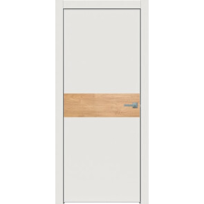 Дверь межкомнатная Concept-707 ПВХ Белоснежно матовый, дуб винчестер светлый, глухая, кромка алюминиевая матовый хром, каркасно-щитовая