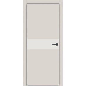 Дверь межкомнатная Concept-707 ПВХ Лайт грей, белоснежно матовый, глухая, кромка алюминиевая черная матовая, каркасно-щитовая