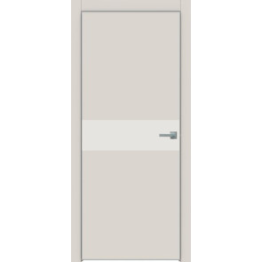Дверь межкомнатная Concept-707 ПВХ Лайт грей, белоснежно матовый, глухая, кромка алюминиевая матовый хром, каркасно-щитовая