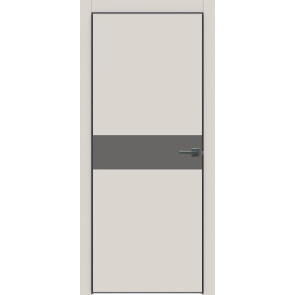 Дверь межкомнатная Concept-707 ПВХ Лайт грей, медиум грей, глухая, кромка алюминиевая черная матовая, каркасно-щитовая