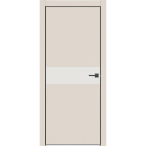 Дверь межкомнатная Concept-707 ПВХ Магнолия, белоснежно матовый, глухая, кромка алюминиевая черная матовая, каркасно-щитовая