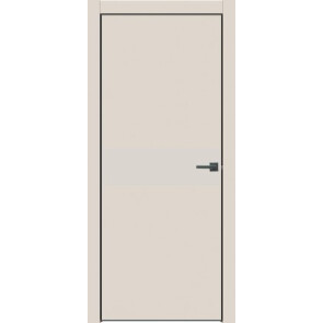 Дверь межкомнатная Concept-707 ПВХ Магнолия, лайт грей, глухая, кромка алюминиевая черная матовая, каркасно-щитовая