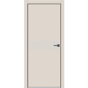 Дверь межкомнатная Concept-707 ПВХ, Магнолия, глухая, кромка алюминиевая черная матовая, каркасно-щитовая