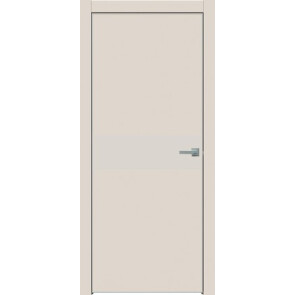 Дверь межкомнатная Concept-707 ПВХ Магнолия, лайт грей, глухая, кромка алюминиевая матовый хром, каркасно-щитовая