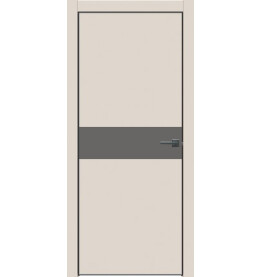 Дверь межкомнатная Concept-707 ПВХ, Магнолия, глухая, кромка алюминиевая черная матовая, каркасно-щитовая