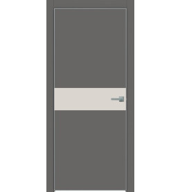 Дверь межкомнатная Concept-707 ПВХ, Медиум грей, глухая, кромка алюминиевая матовый хром, каркасно-щитовая