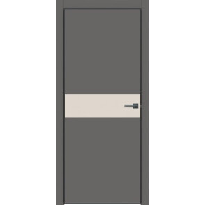 Дверь межкомнатная Concept-707 ПВХ Медиум грей, магнолия, глухая, кромка алюминиевая черная матовая, каркасно-щитовая