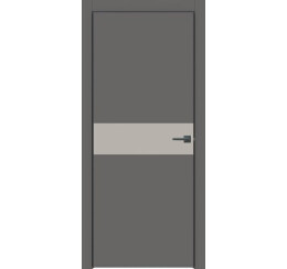 Дверь межкомнатная Concept-707 ПВХ Медиум грей, глухая, декор шелл грей, кромка матовая черная, каркасно-щитовая