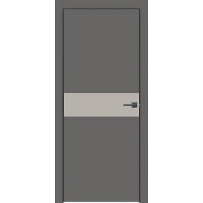 Дверь межкомнатная Concept-707 ПВХ Медиум грей, шелл грей, глухая, кромка алюминиевая черная матовая, каркасно-щитовая