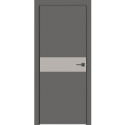 Дверь межкомнатная Concept-707 ПВХ Медиум грей, глухая, декор шелл грей, кромка алюминиевая черная матовая, каркасно-щитовая
