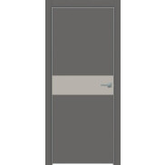 Дверь межкомнатная Concept-707 ПВХ Медиум грей, глухая, декор шелл грей, кромка матовый хром, каркасно-щитовая