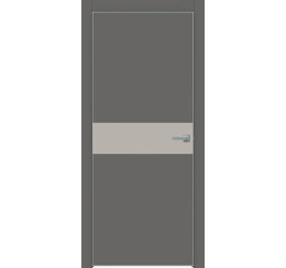 Дверь межкомнатная Concept-707 ПВХ Медиум грей, глухая, декор шелл грей, кромка матовый хром, каркасно-щитовая