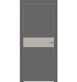 Дверь межкомнатная Concept-707 ПВХ, Медиум грей, глухая, кромка алюминиевая матовый хром, каркасно-щитовая