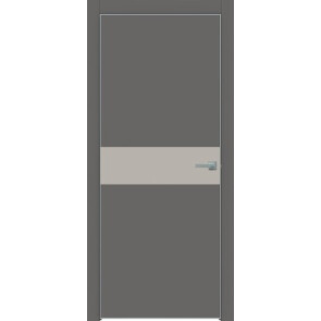 Дверь межкомнатная Concept-707 ПВХ Медиум грей, шелл грей, глухая, кромка алюминиевая матовый хром, каркасно-щитовая
