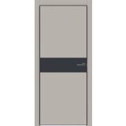Дверь межкомнатная Concept-707 ПВХ Шелл грей, глухая, кромка алюминиевая черная матовая, каркасно-щитовая