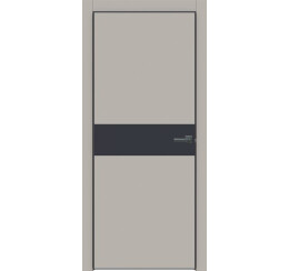 Дверь межкомнатная Concept-707 ПВХ Шелл грей, глухая, декор медиум грей, кромка матовая черная, каркасно-щитовая