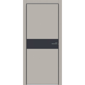 Дверь межкомнатная Concept-707 ПВХ Шелл грей, медиум грей, глухая, кромка алюминиевая черная матовая, каркасно-щитовая