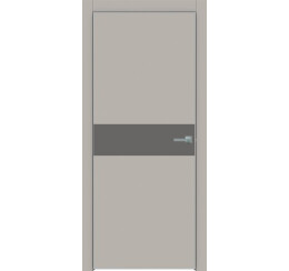 Дверь межкомнатная Concept-707 ПВХ Шелл грей, глухая, декор медиум грей, кромка матовый хром, каркасно-щитовая